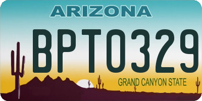 AZ license plate BPT0329