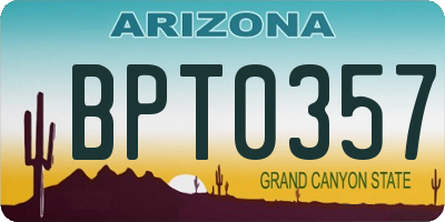 AZ license plate BPT0357