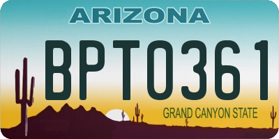 AZ license plate BPT0361