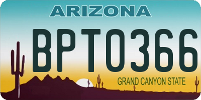 AZ license plate BPT0366