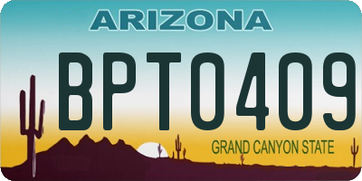 AZ license plate BPT0409