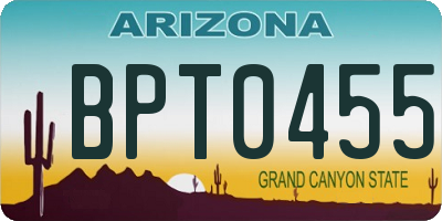 AZ license plate BPT0455