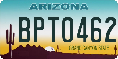 AZ license plate BPT0462