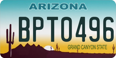 AZ license plate BPT0496