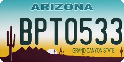 AZ license plate BPT0533