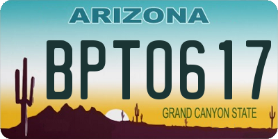 AZ license plate BPT0617