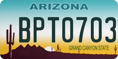 AZ license plate BPT0703