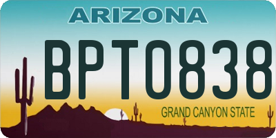 AZ license plate BPT0838