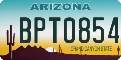 AZ license plate BPT0854