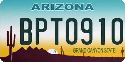 AZ license plate BPT0910