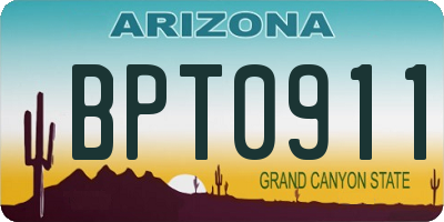 AZ license plate BPT0911