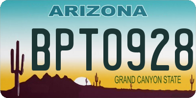 AZ license plate BPT0928