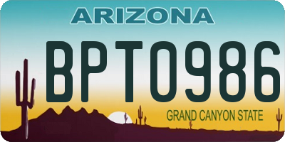 AZ license plate BPT0986