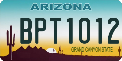 AZ license plate BPT1012