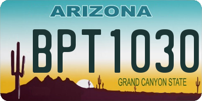 AZ license plate BPT1030