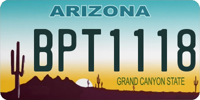 AZ license plate BPT1118