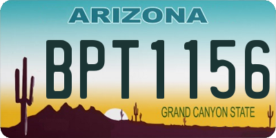 AZ license plate BPT1156