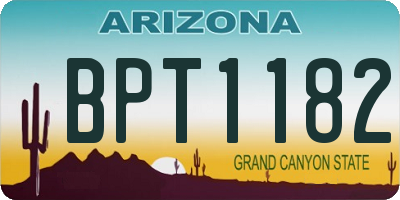 AZ license plate BPT1182