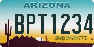 AZ license plate BPT1234