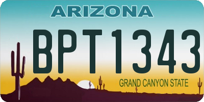 AZ license plate BPT1343