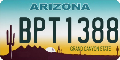 AZ license plate BPT1388