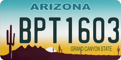 AZ license plate BPT1603