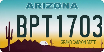 AZ license plate BPT1703