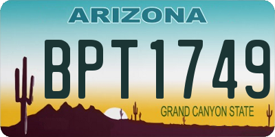 AZ license plate BPT1749