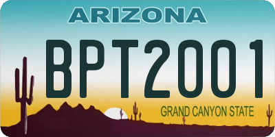AZ license plate BPT2001