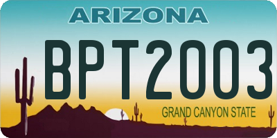 AZ license plate BPT2003