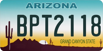 AZ license plate BPT2118