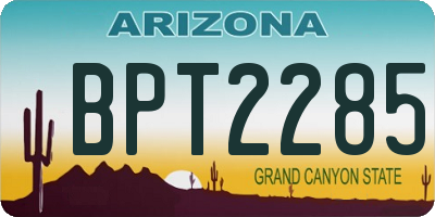 AZ license plate BPT2285