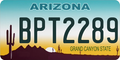 AZ license plate BPT2289