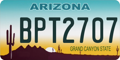 AZ license plate BPT2707