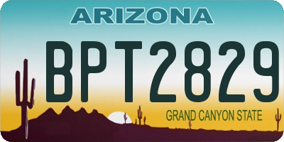 AZ license plate BPT2829
