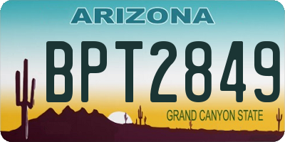AZ license plate BPT2849