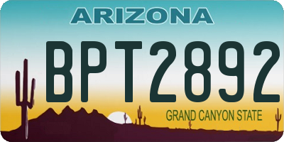 AZ license plate BPT2892