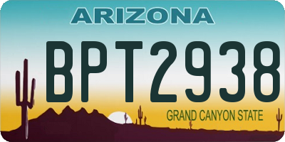 AZ license plate BPT2938