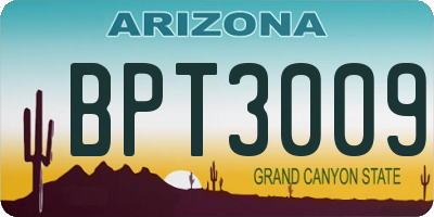 AZ license plate BPT3009
