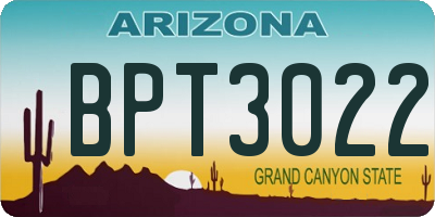 AZ license plate BPT3022