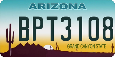 AZ license plate BPT3108