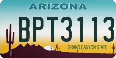 AZ license plate BPT3113