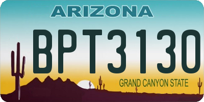 AZ license plate BPT3130