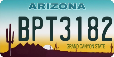 AZ license plate BPT3182