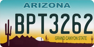 AZ license plate BPT3262