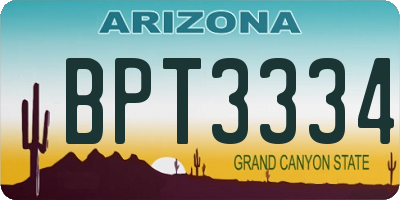 AZ license plate BPT3334