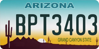 AZ license plate BPT3403