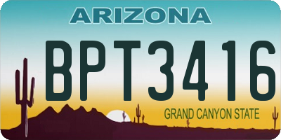 AZ license plate BPT3416