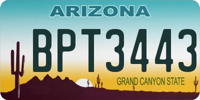 AZ license plate BPT3443