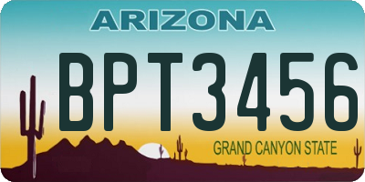 AZ license plate BPT3456